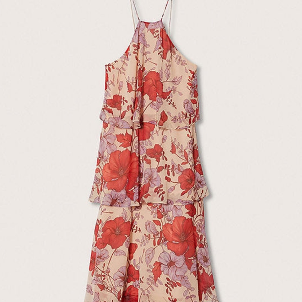 Mango Tiered Floral Print Maxi Dress